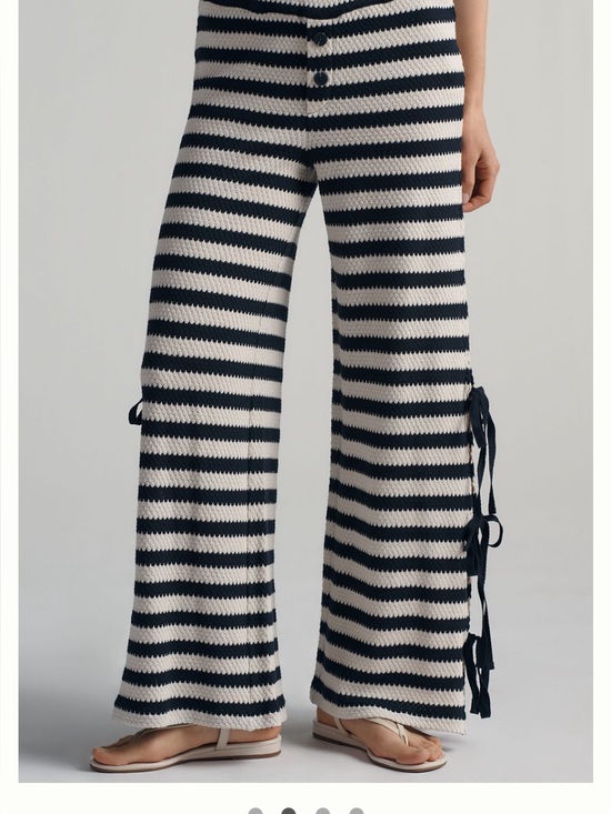 Maeve Pants - Maeve/ Anthropologie Navy & White Striped Tie-Side Pants